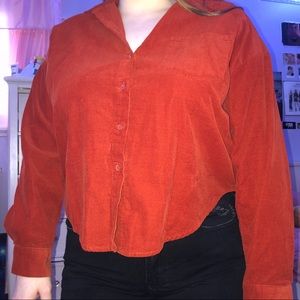 Red corduroy button down